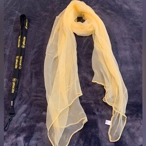 100% Silk Cream Yellow Scarf Head Neck